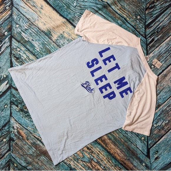 PINK NWT Size Medium Super Soft Sleep T-Shirt Blue - Picture 3 of 4